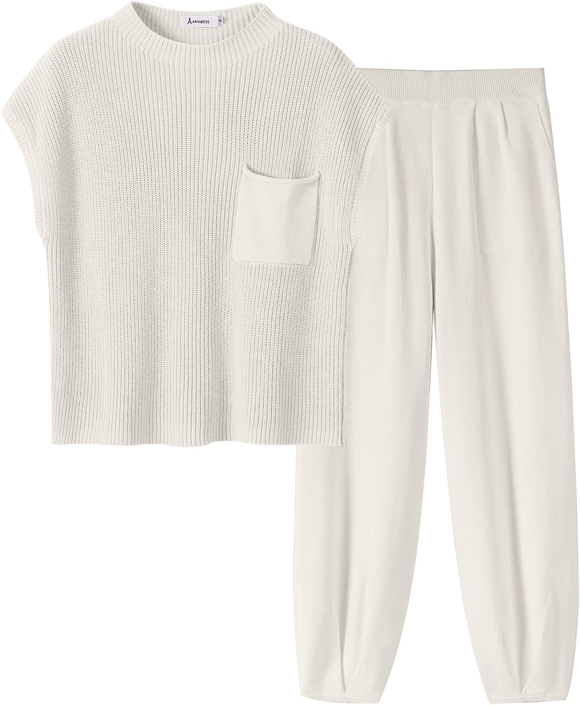 Stylish Women's Two Piece Outfits Knit Sweater Vest Crop Top Pants