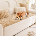 Plush Pet Sofa Covers for Dogs in Light Coffee - Washable Couch