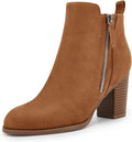 Rilista Ankle Boots for Women Chunky Block Heel Suede - Everyday Style