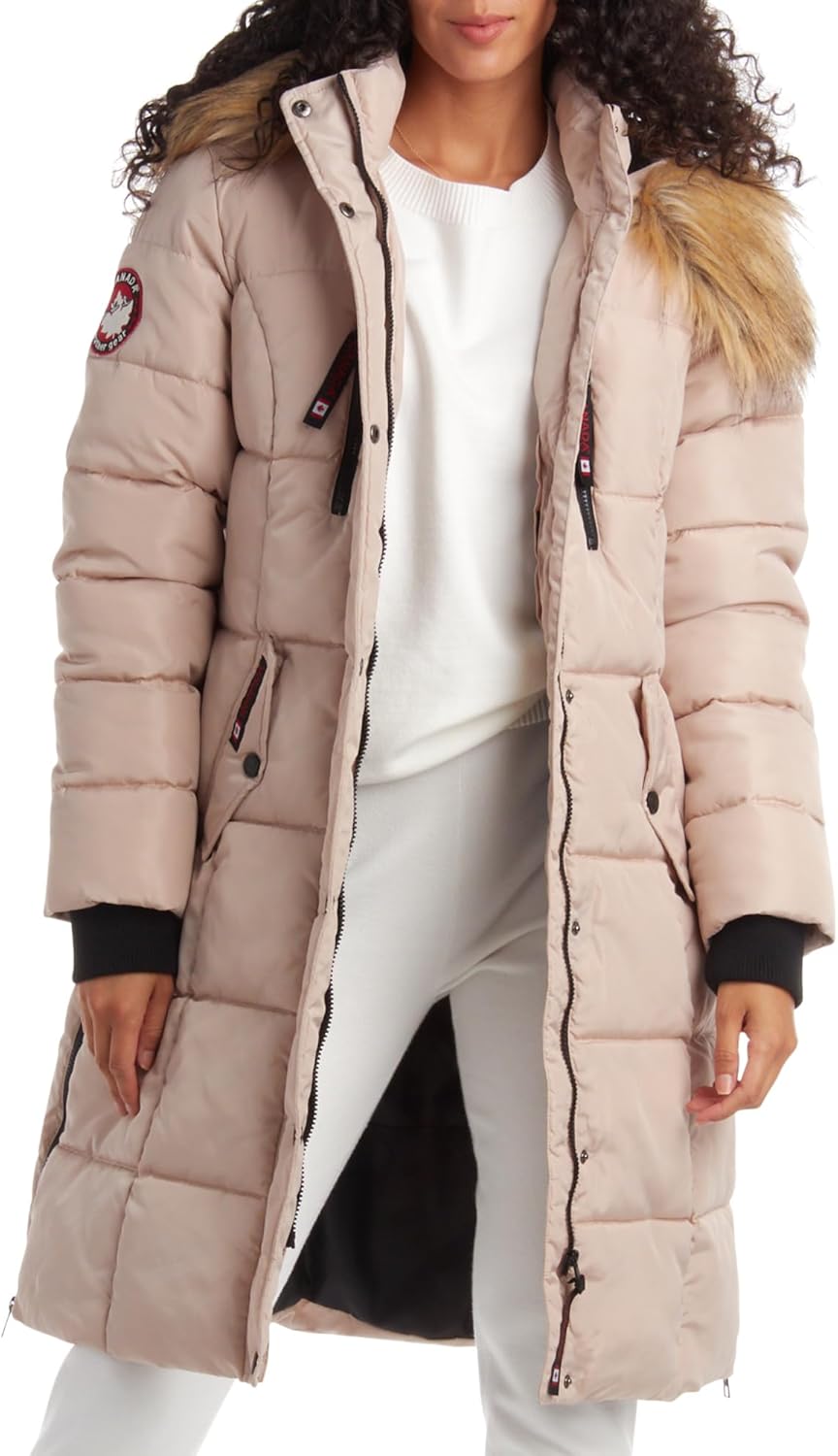 Womens Long Puffer Coat - Heavyweight Wind Water Resistant Parka