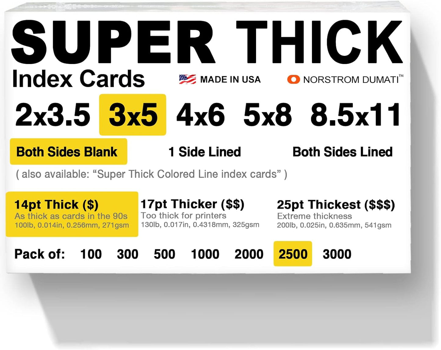 2,500 SUPER THICK Index Cards - Perfect for All Your Needs