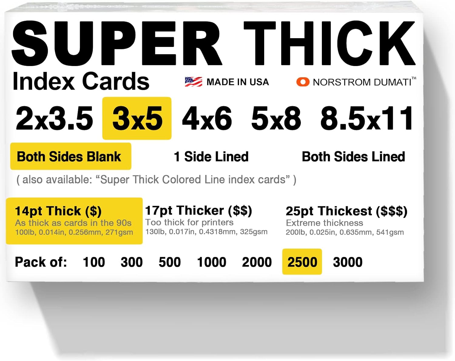 2,500 SUPER THICK Index Cards - Perfect for All Your Needs