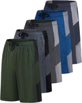 Mens 9in Dry-Fit Shorts 5 Pack - Lightweight Athletic Everyday