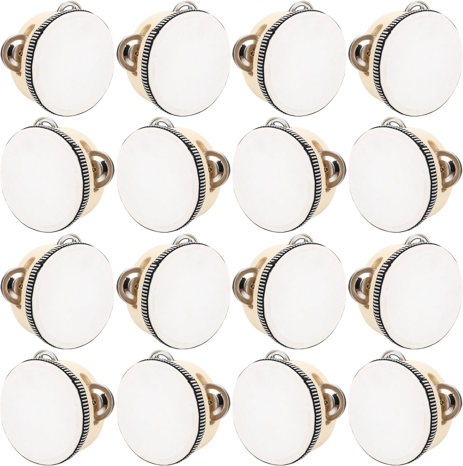 16 Pcs 4 Inch Adult Wedding Tambourines for Festive Occasions