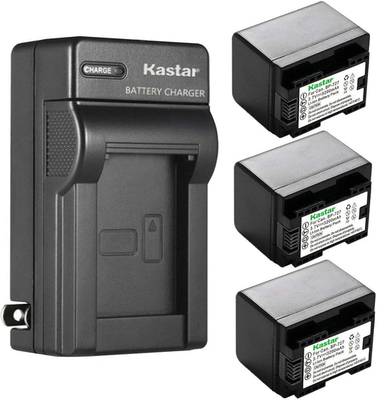 Kastar 3-Pack BP-727 Battery and Charger for Canon Cameras