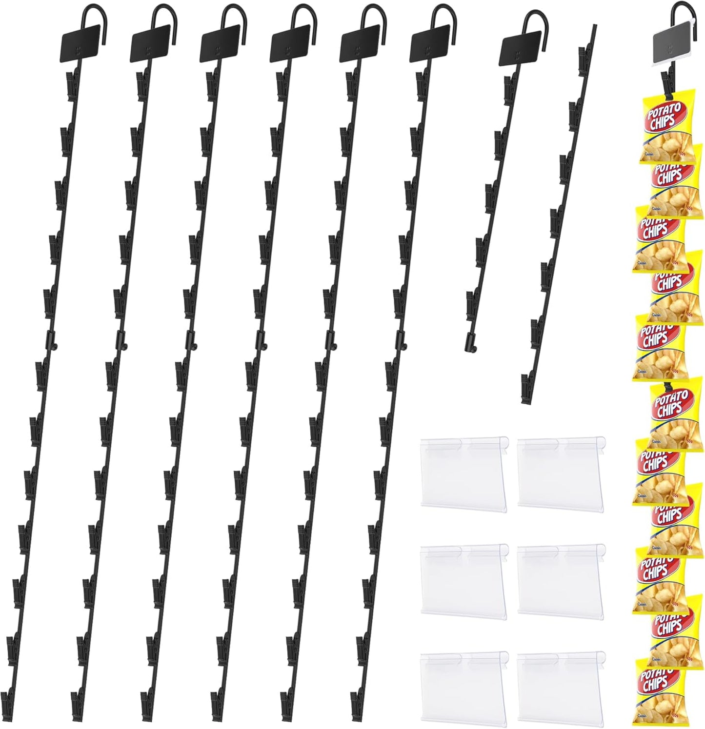 6 Pack Metal Display Merchandising Hanging Strips for Snacks