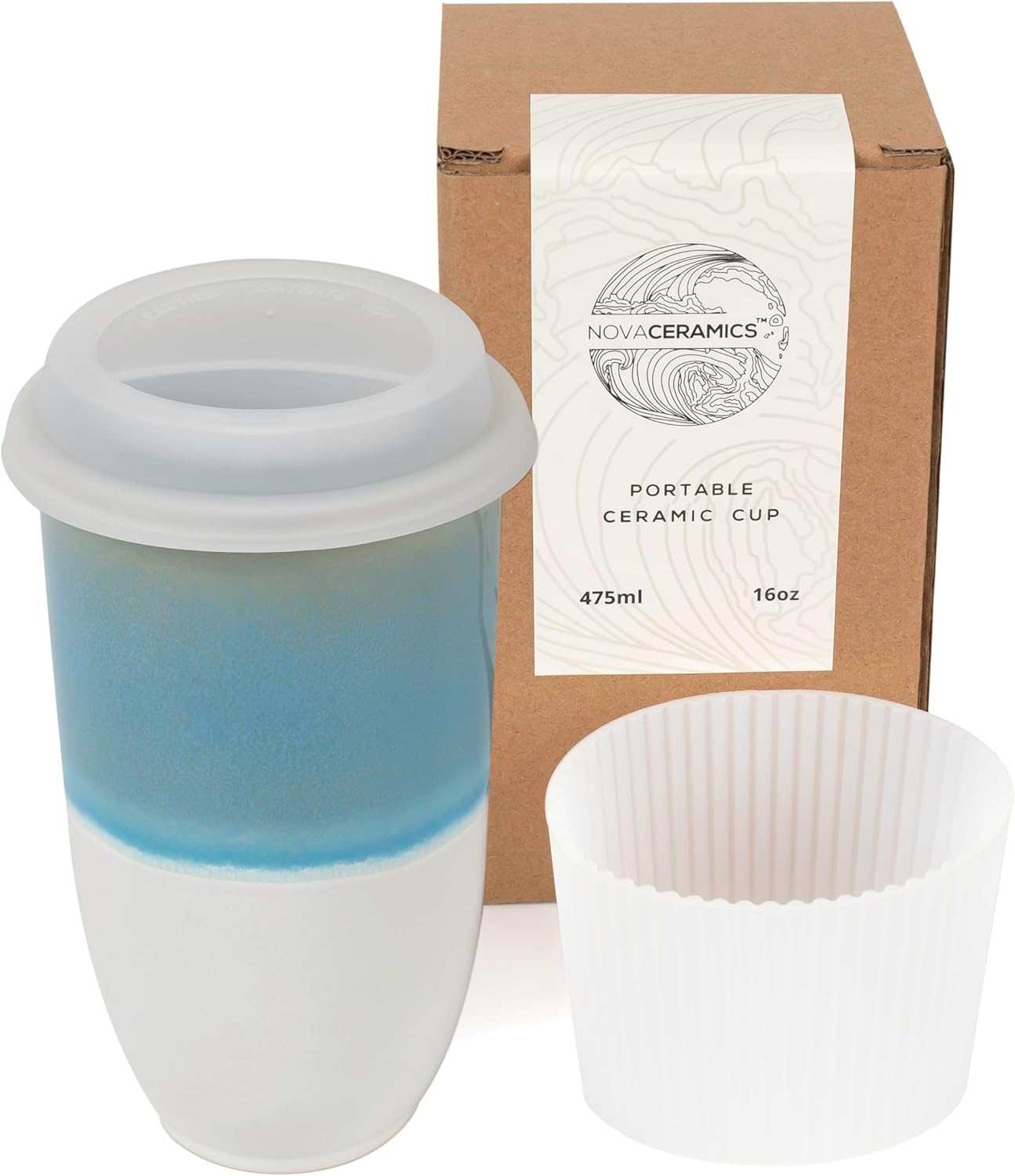 NOVA CERAMICS Travel Coffee Tumbler - Eco-Friendly Mug 16oz