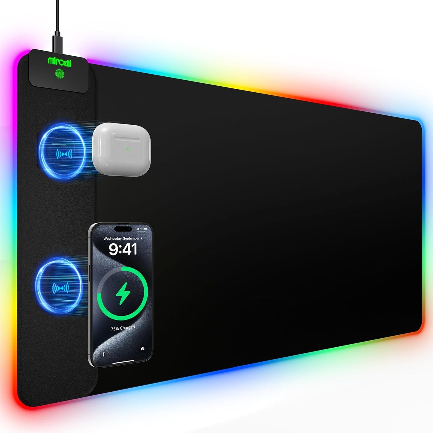 Magnetic Wireless Charging Mouse Pad with RGB Lighting Features