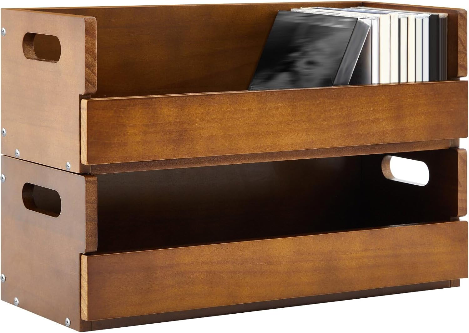 Wooden CD Storage Box Holder Shelf for Organizing Music Collection