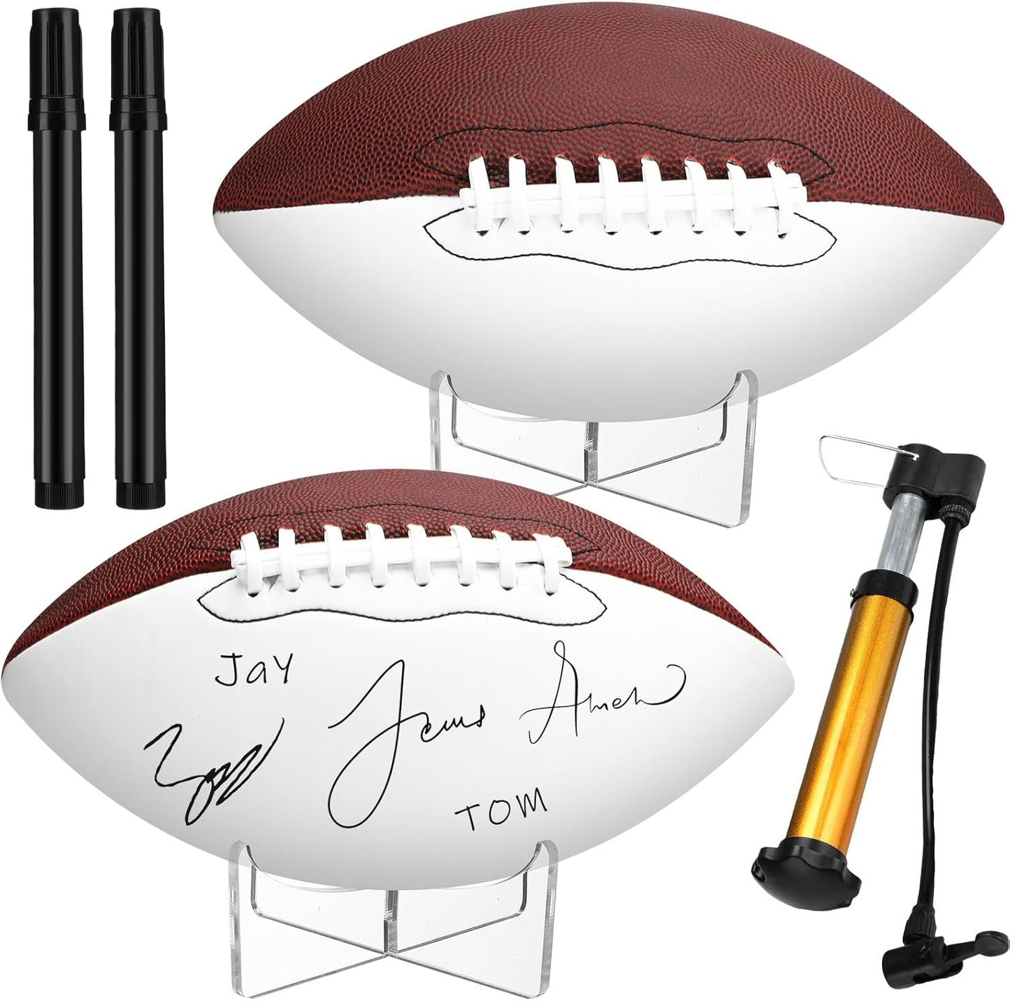 Liliful 2 Pcs Autograph Football Basketball Set with Stand