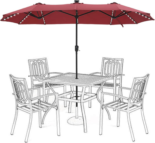 13ft Patio Umbrella with LED Solar Lights for Outdoor Spaces