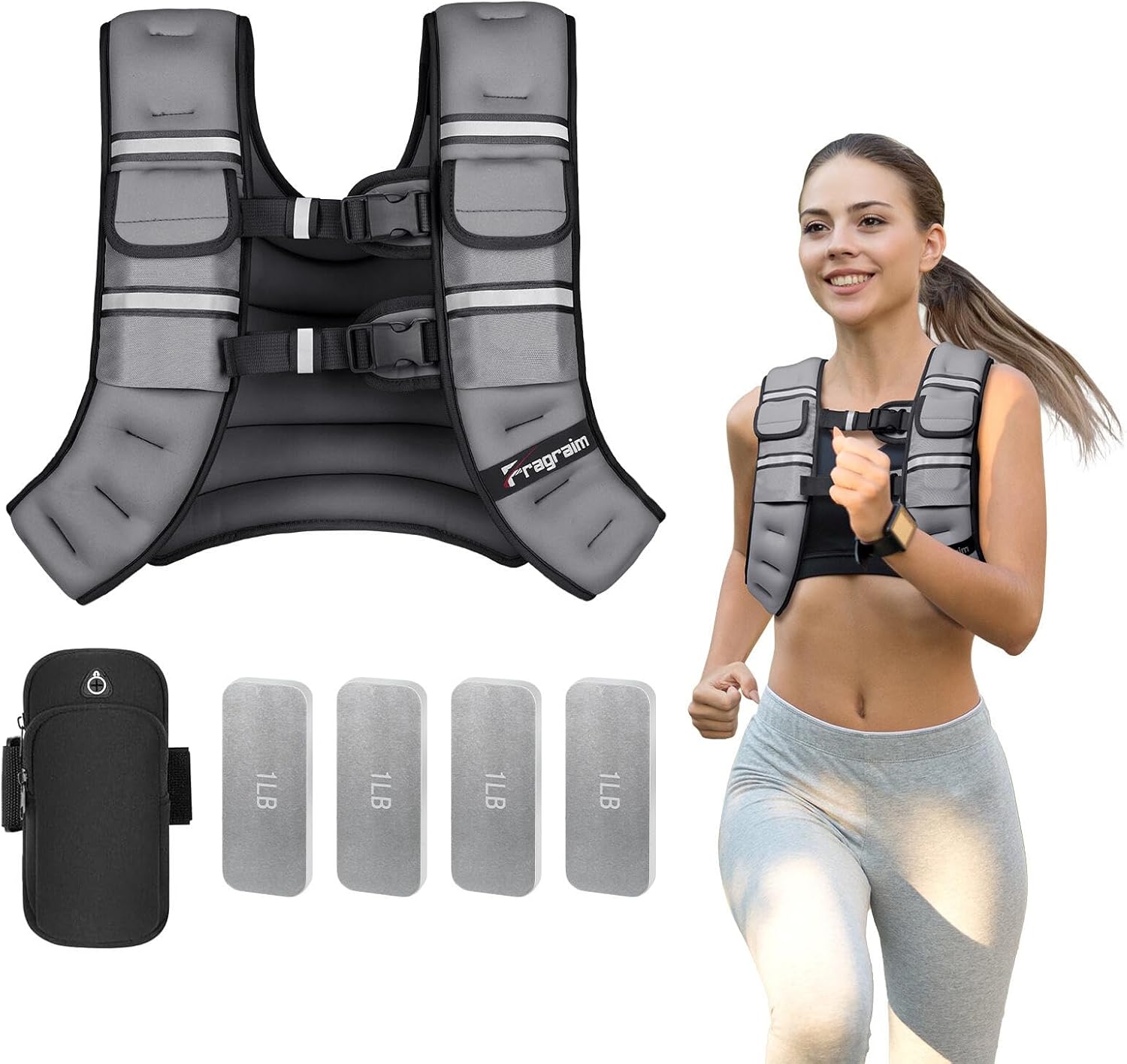 Fragraim Adjustable Weighted Vest for Strength Training and Running