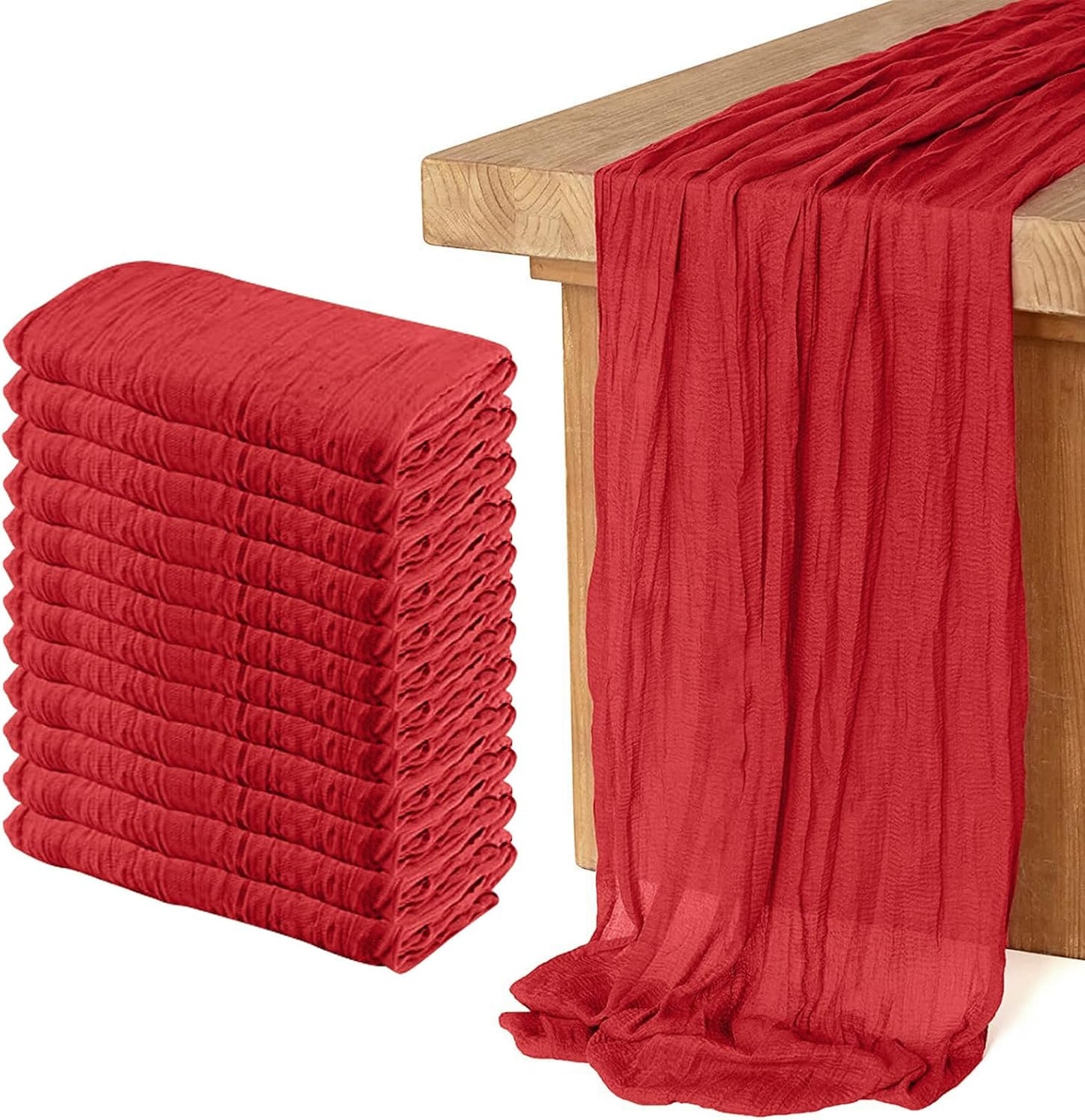 12 Pack Cheesecloth Table Runner for Wedding and Party Decor