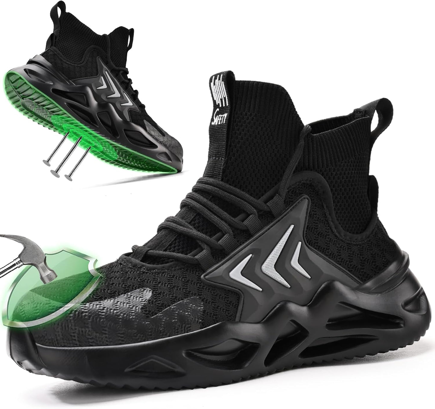 Steel Toe Boots for Men - Breathable High Top Work Shoes