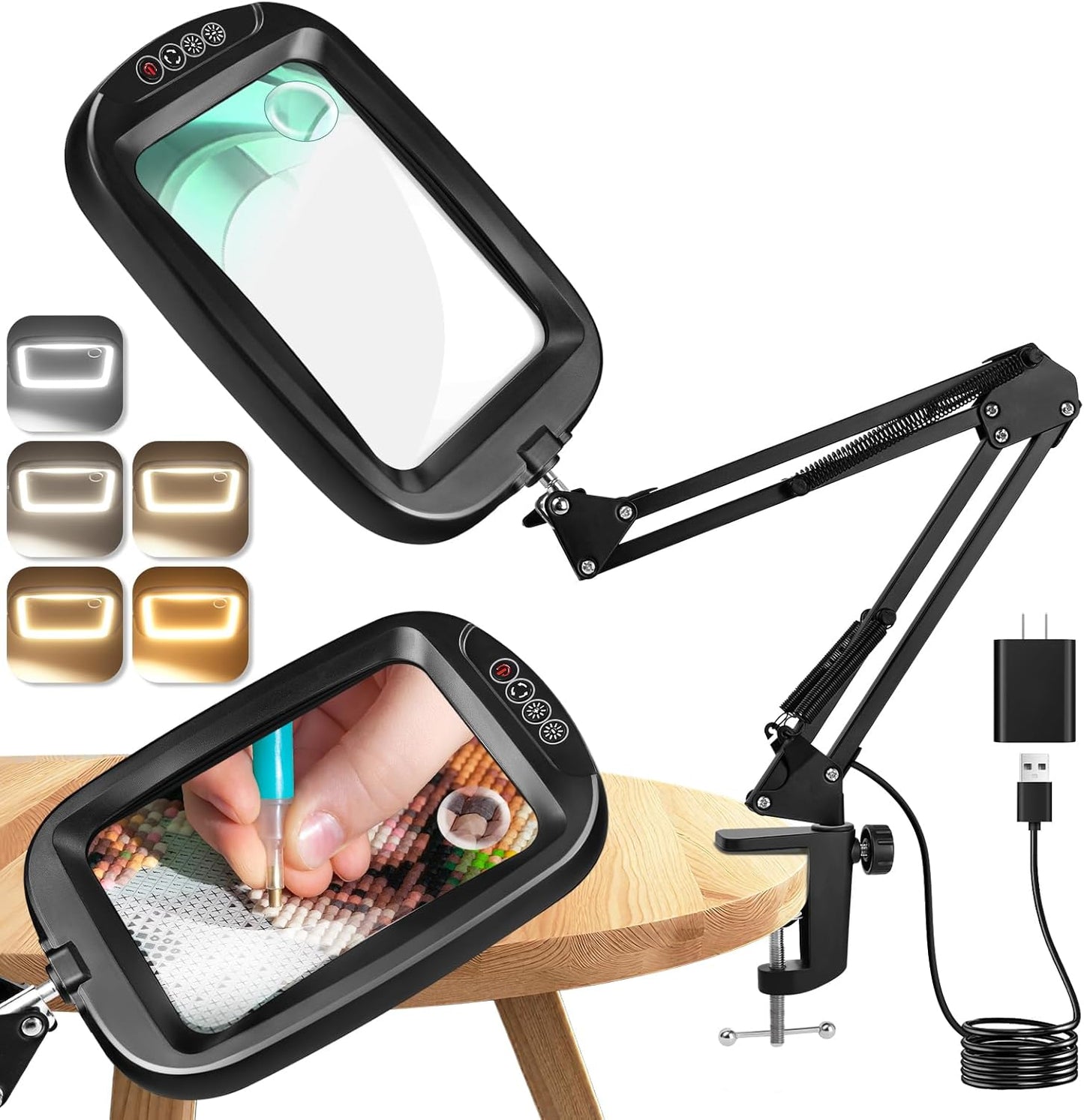 10X 30X Extra Large Magnifying Glass with Light for Crafts