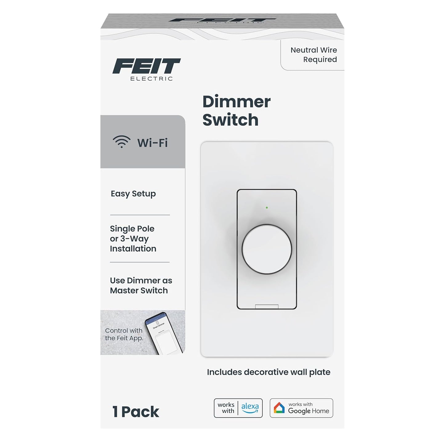 Feit Electric Smart WiFi Rotary Dimmer Switch for Home Lighting