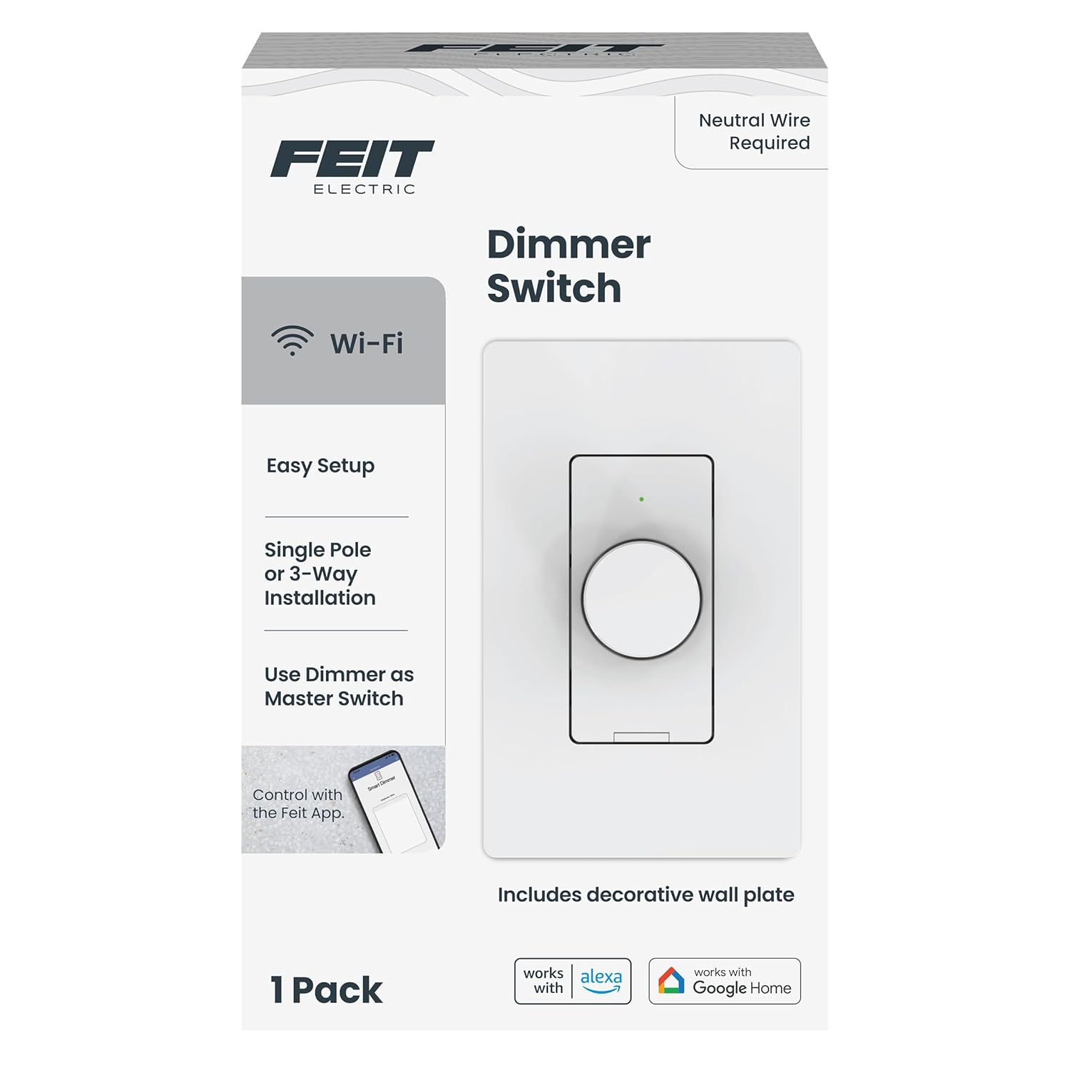 Feit Electric Smart WiFi Rotary Dimmer Switch for Home Lighting
