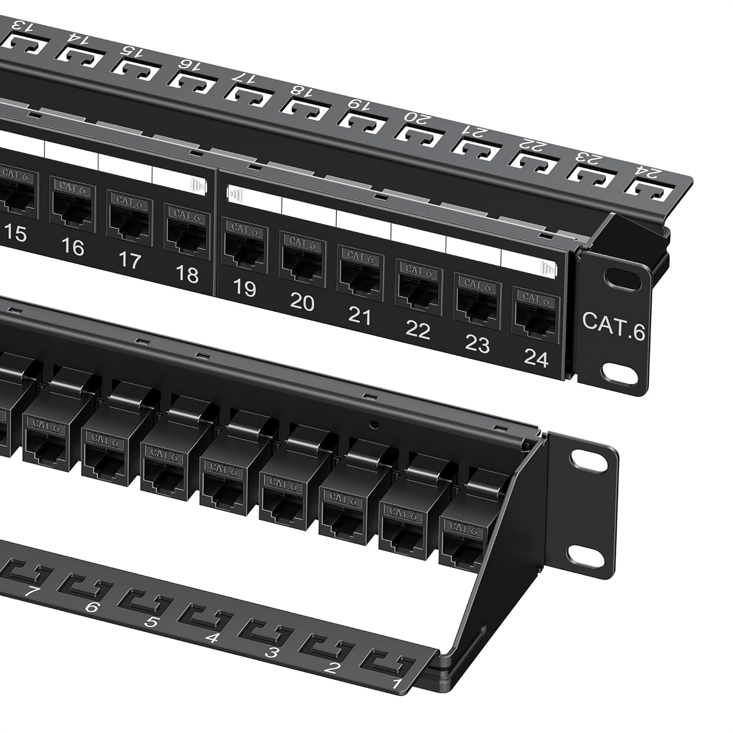 1U 24-Port Cat6 Ethernet Patch Panel for High-Speed Networks