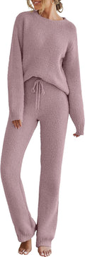 Womens Fuzzy Fleece 2 Piece Pajama Set - Cozy Fall Lounge