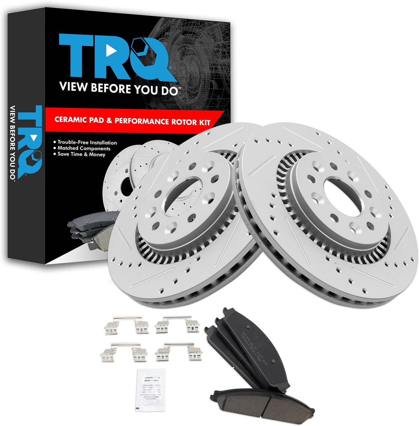 TRQ Front Brake Pad and Rotor Set for Ford and Mercury Models
