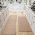 Kitchen Mat Set of 2 PCS Camel Cushioned Non Slip Rugs - Two Sizes