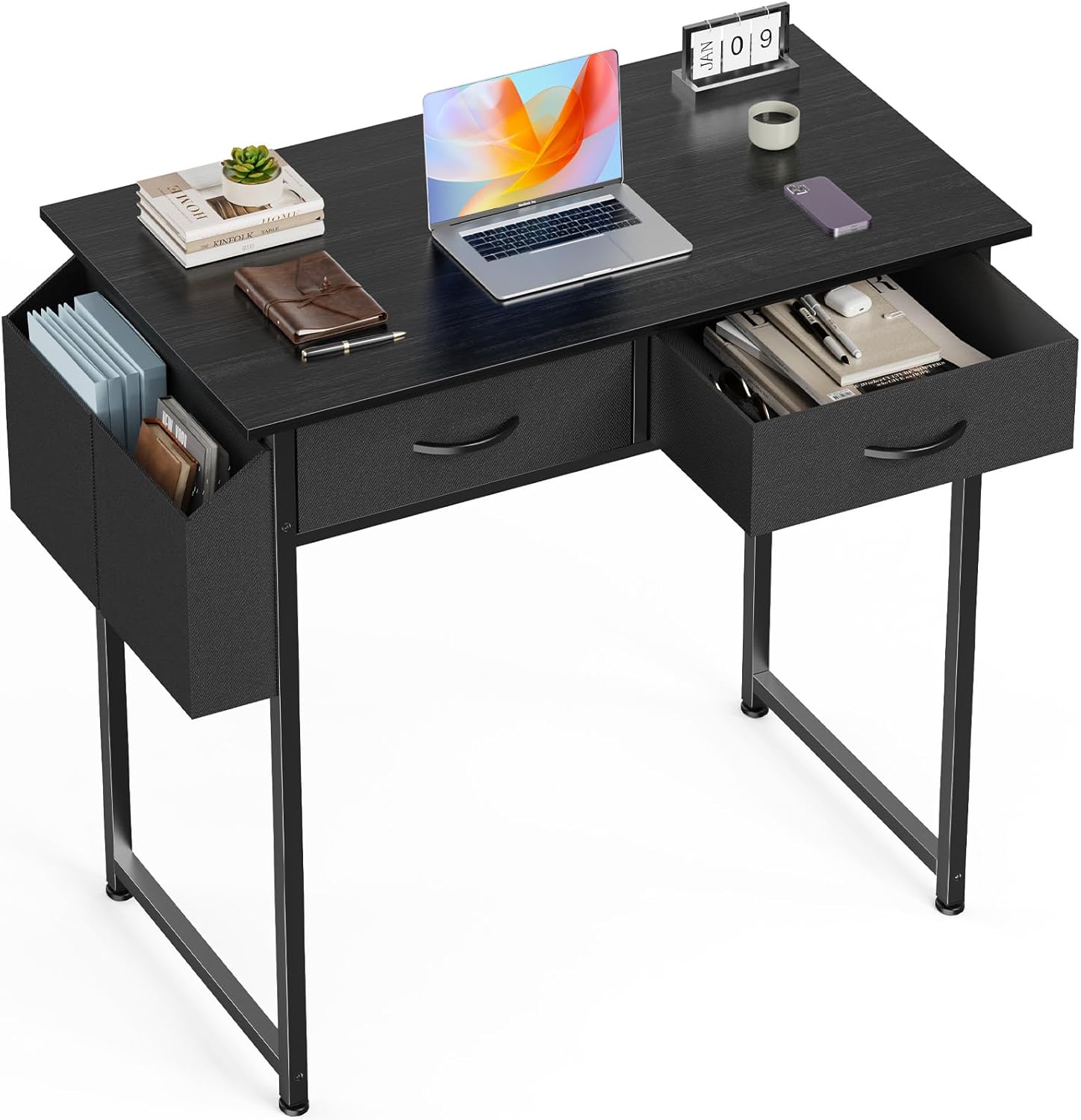 OLIXIS 32 Inch Small Desk with Drawers for Home Office Use