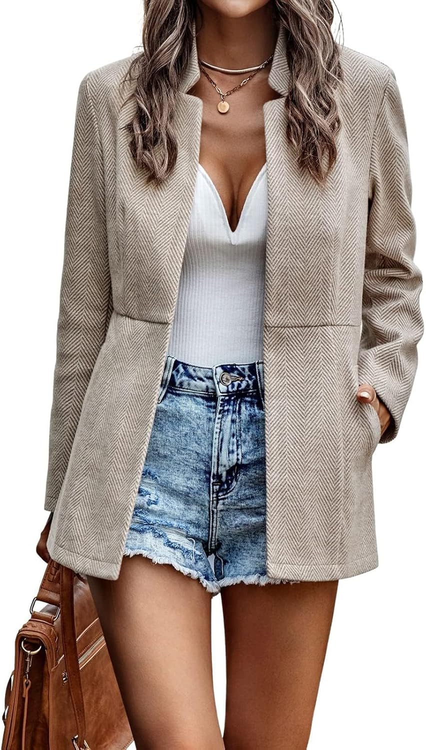 Chouyatou Women's Casual Business Blazer Jacket for Office Wear
