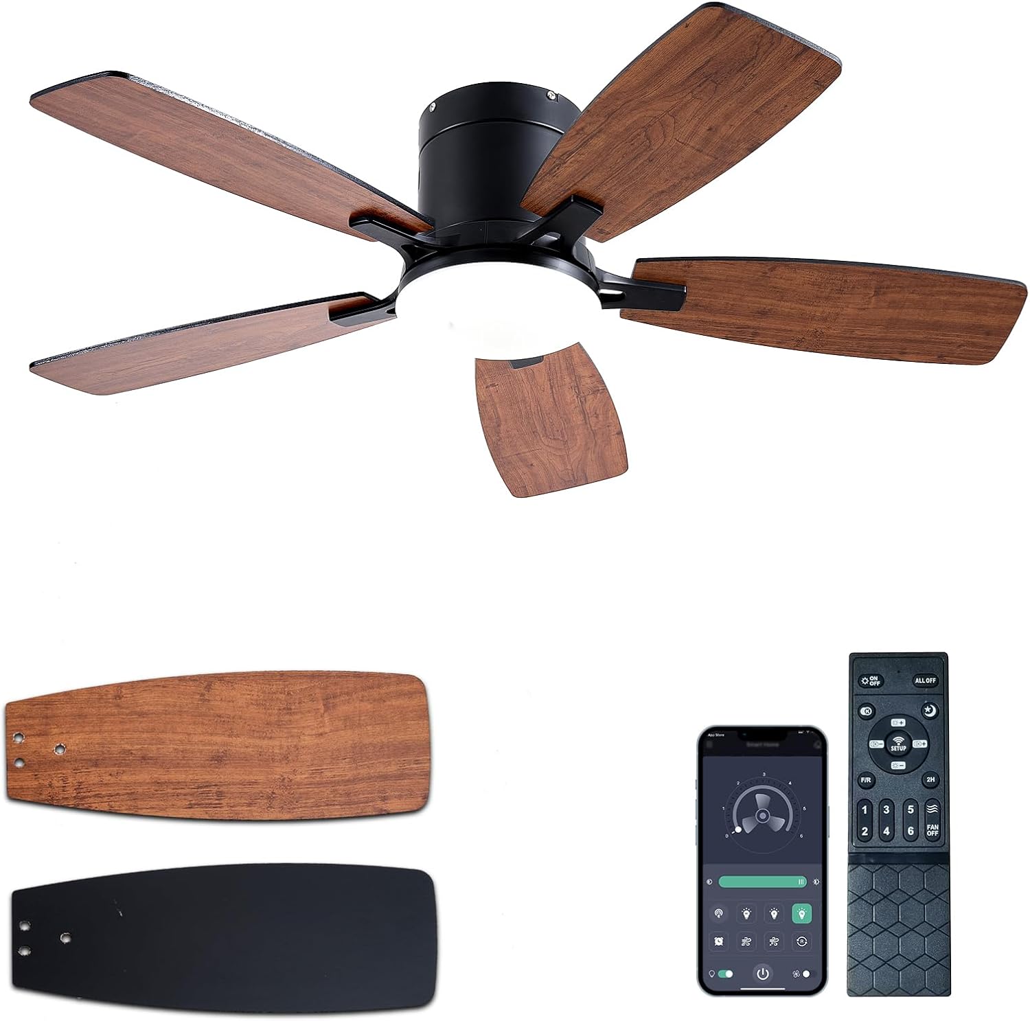 42 inch Low Profile Ceiling Fan with Light and Remote Control