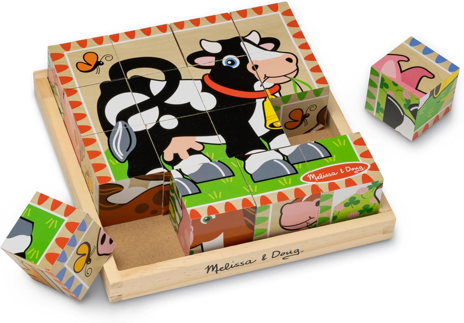 Melissa & Doug Farm Cube Puzzle - 6-in-1 Fun (FSC Certified)