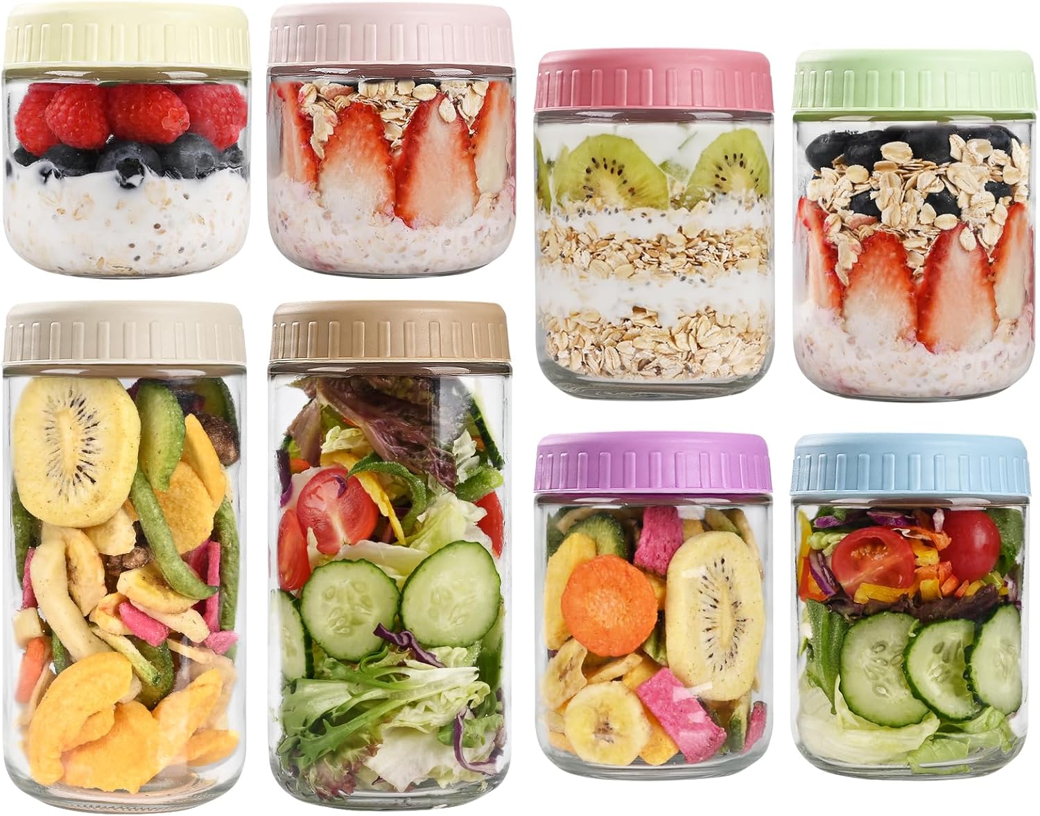 Overnight Oats Containers with Lids for Meal Prep and Snacks