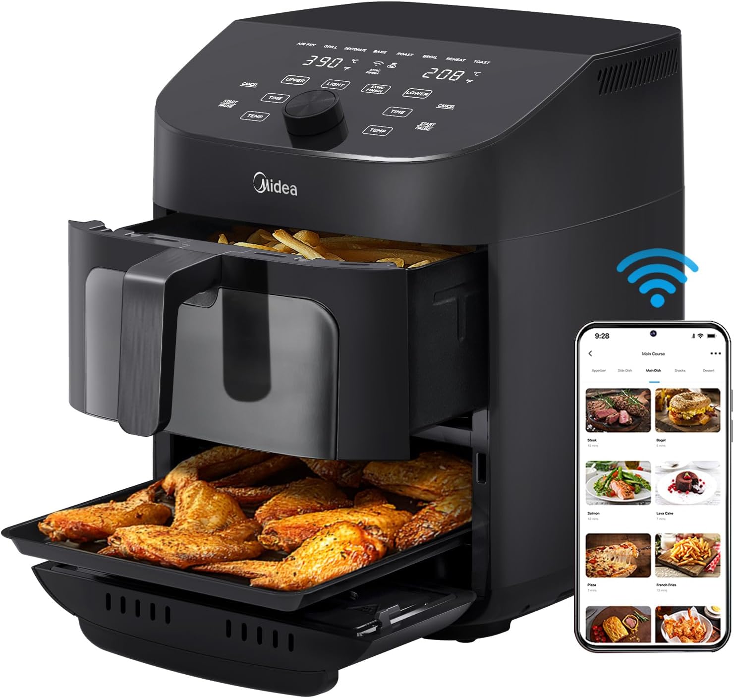 Midea Smart Air Fryer Oven: 8-in-1 Functions, Alexa & Wi-Fi, 50+ Recipes