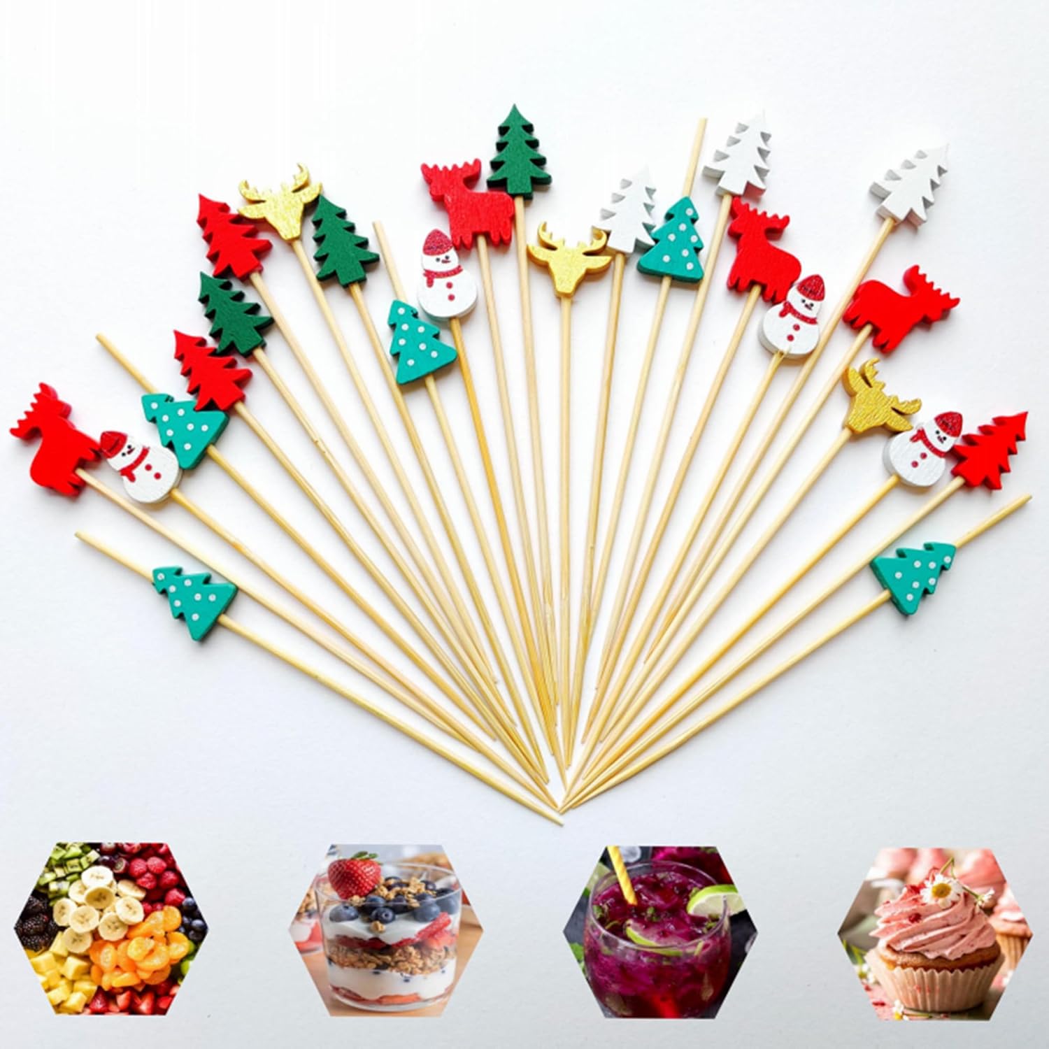 Christmas Party Bamboo Cocktail Picks - 100ct