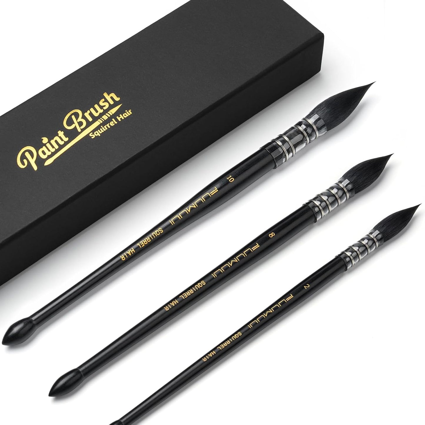 3PCS Squirrel Hair Watercolor Brushes for Fine Detail Painting