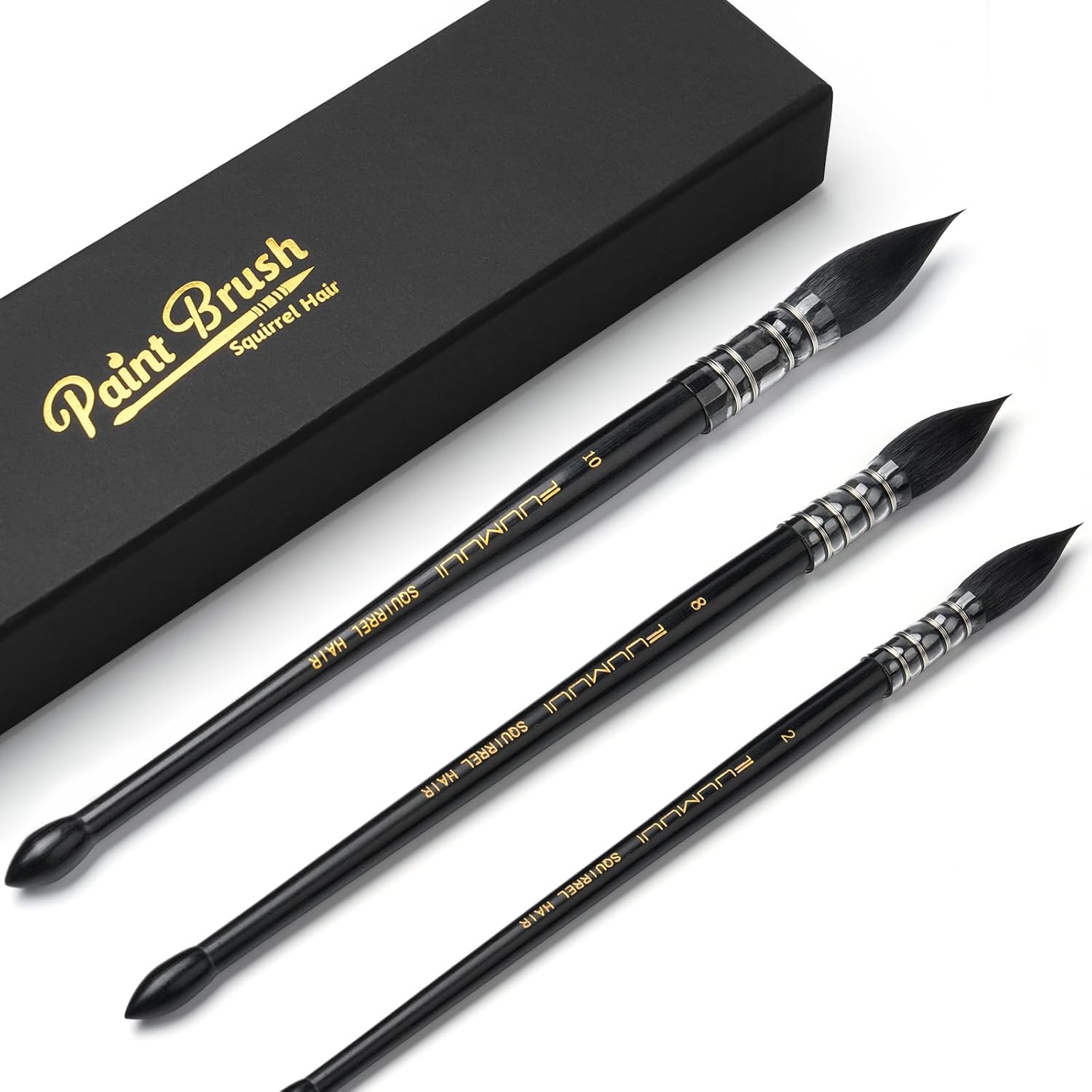 3PCS Squirrel Hair Watercolor Brushes for Fine Detail Painting
