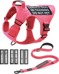 Reflective Pink Service Dog in Training Vest Harness Leash Set