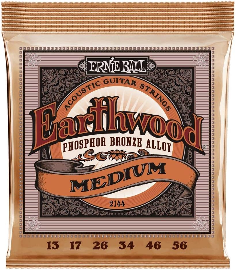 Ernie Ball Earthwood Medium Acoustic Guitar Strings - Rich Tone!