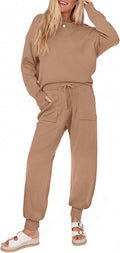 Ekouaer Women's 2 Piece Lounge Set Knit Sweatsuit - Cozy Fit
