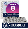 15x20x1 MERV 8 Air Filter (4-Pack) - Durable Pleated HVAC Filter