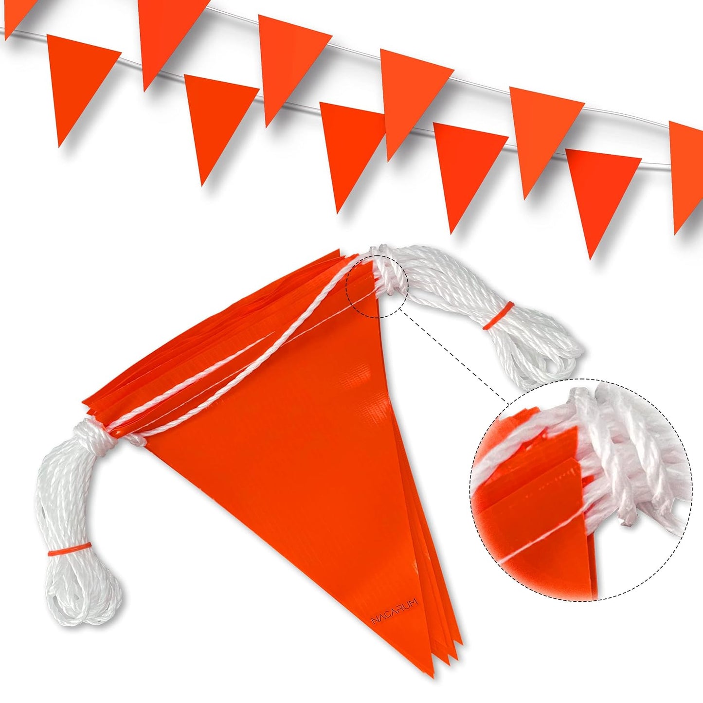 Fluorescent Orange Pennant Banner Flags for Hazardous Areas