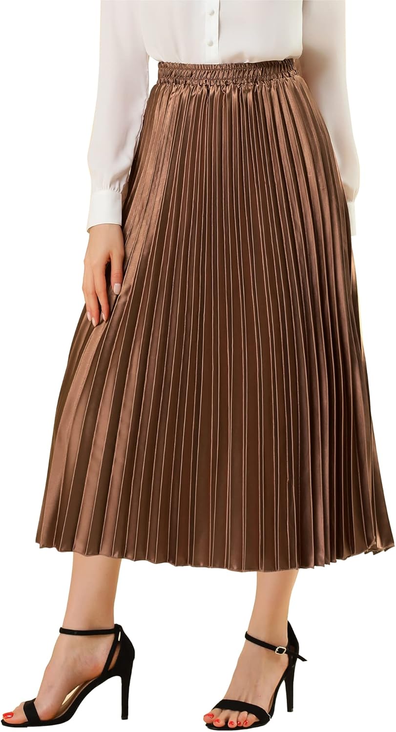 Allegra K Women Pleated Skirt Midi Length for Stylish Events