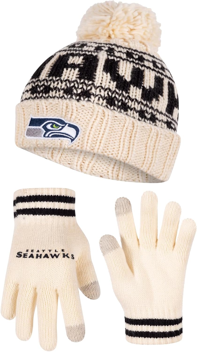 Ultra Game NFL Official Super Soft Cable Knit Beanie & Gloves
