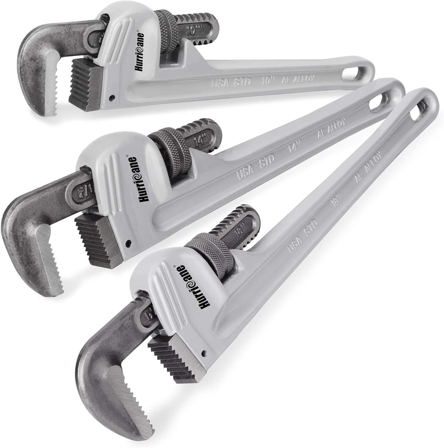HURRICANE 3-Piece Aluminum Pipe Wrench Set for Plumbing Tasks
