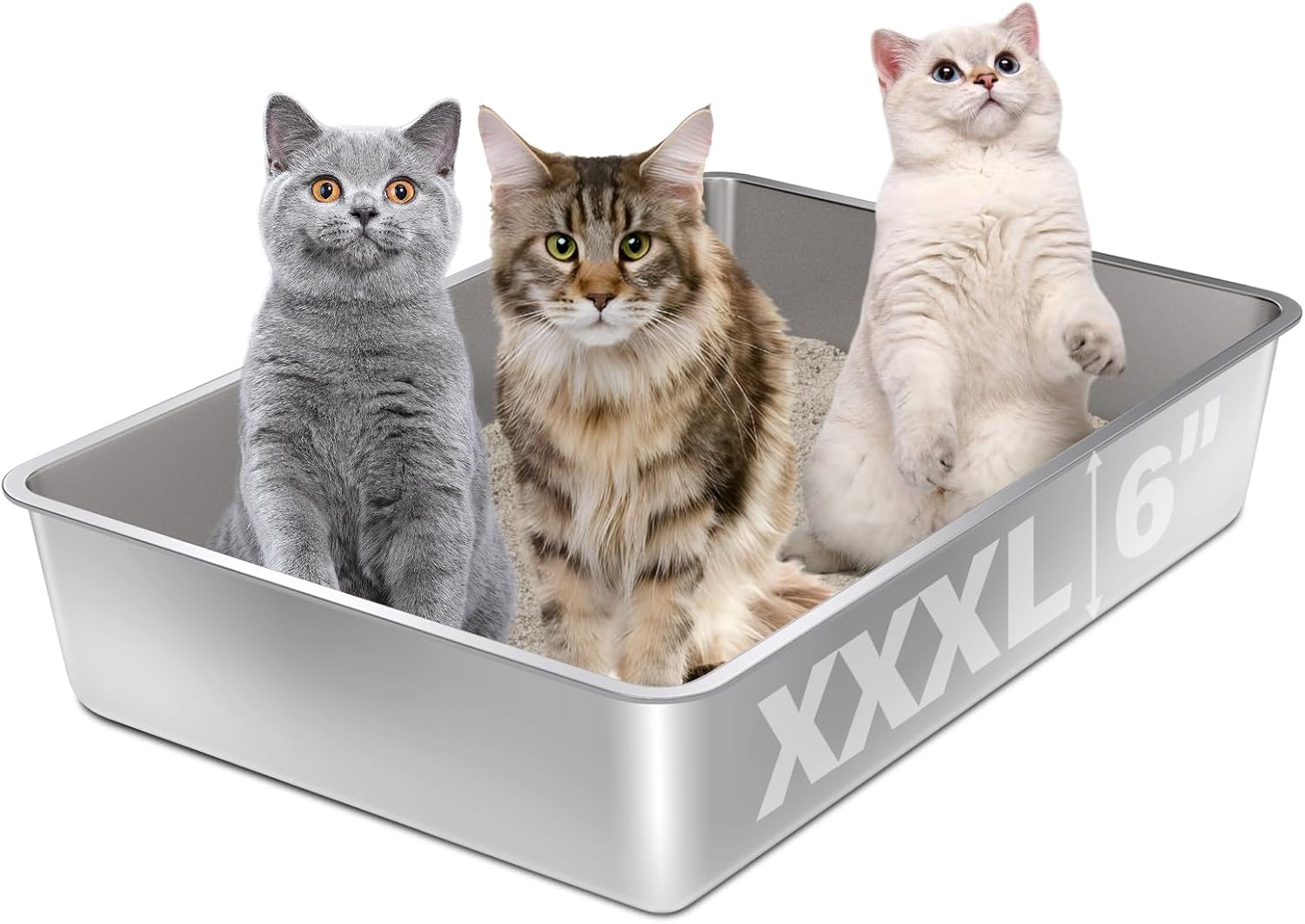 Stainless Steel Litter Box for Extra Large Cats and Multiple Cats