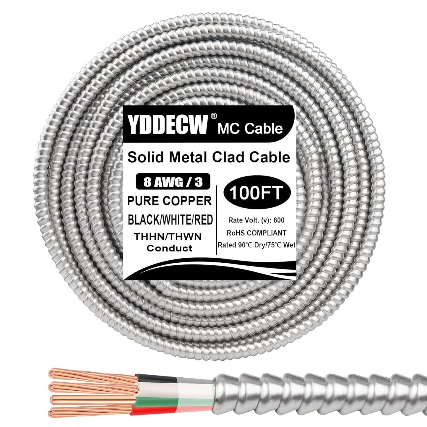 100ft 8/3 Metal Clad Cable for Heavy Duty Electrical Needs