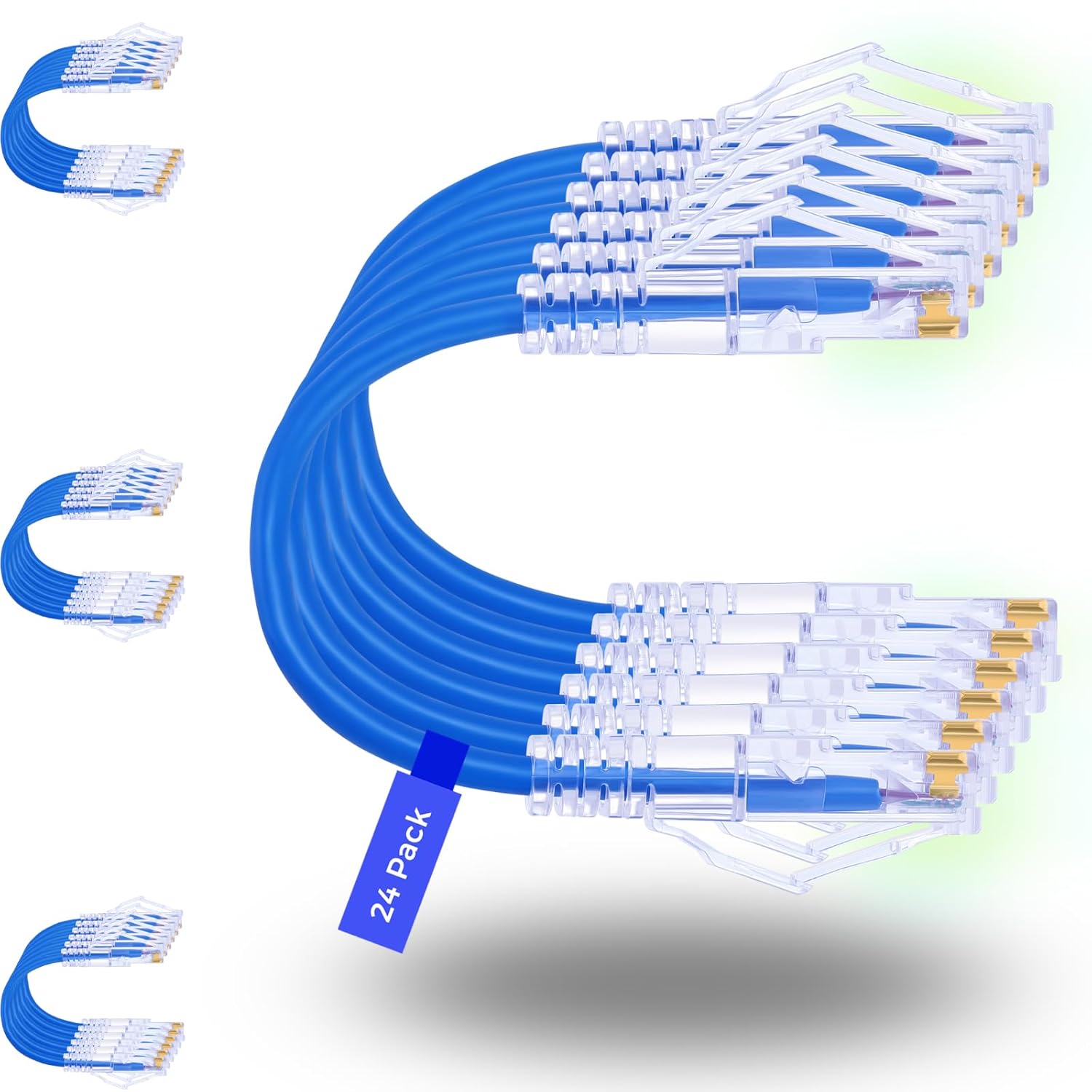 Rapink Cat6a Ethernet Patch Cables 14ft - 24 Pack Slim Design