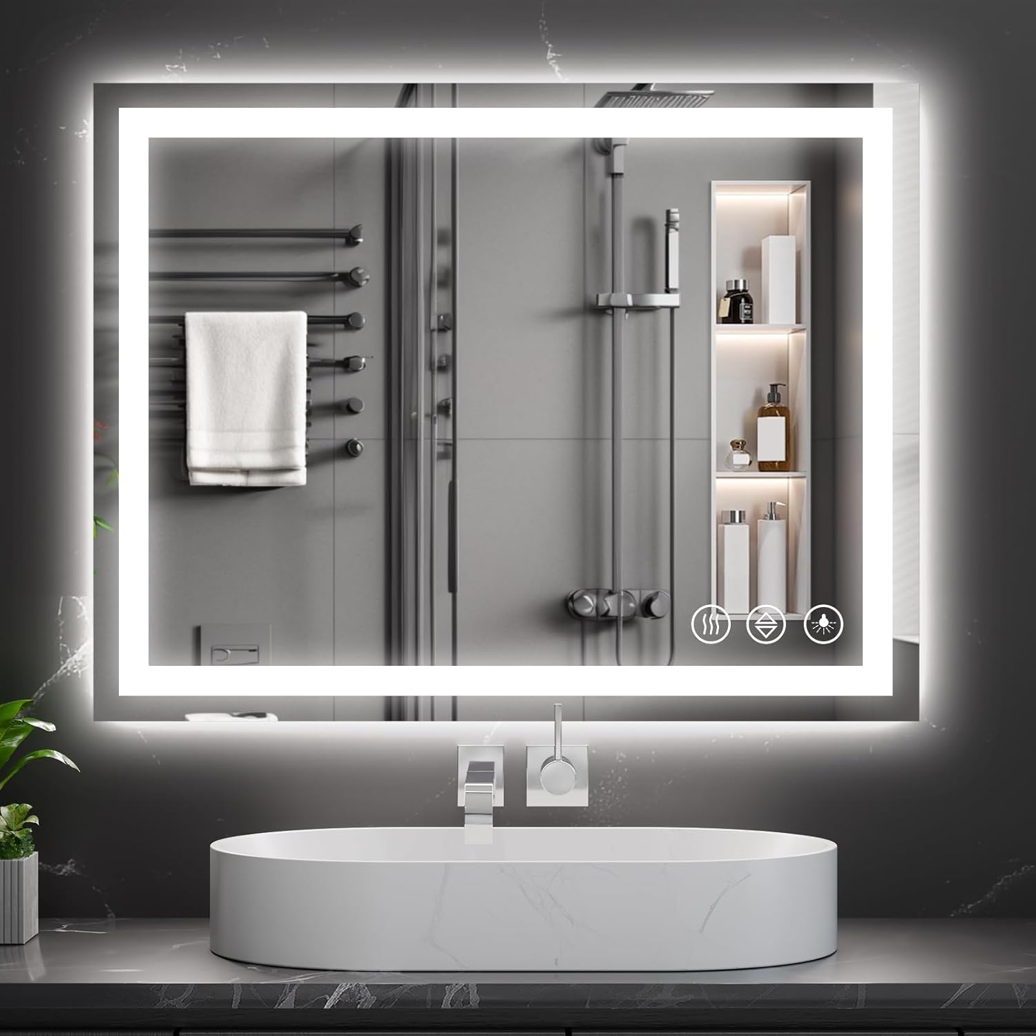Koonmi 24x36 LED Bathroom Mirror with Backlit and Front Lit Design
