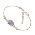 Raw tanzanite chain bracelet - rough tanzanite birthstone gift