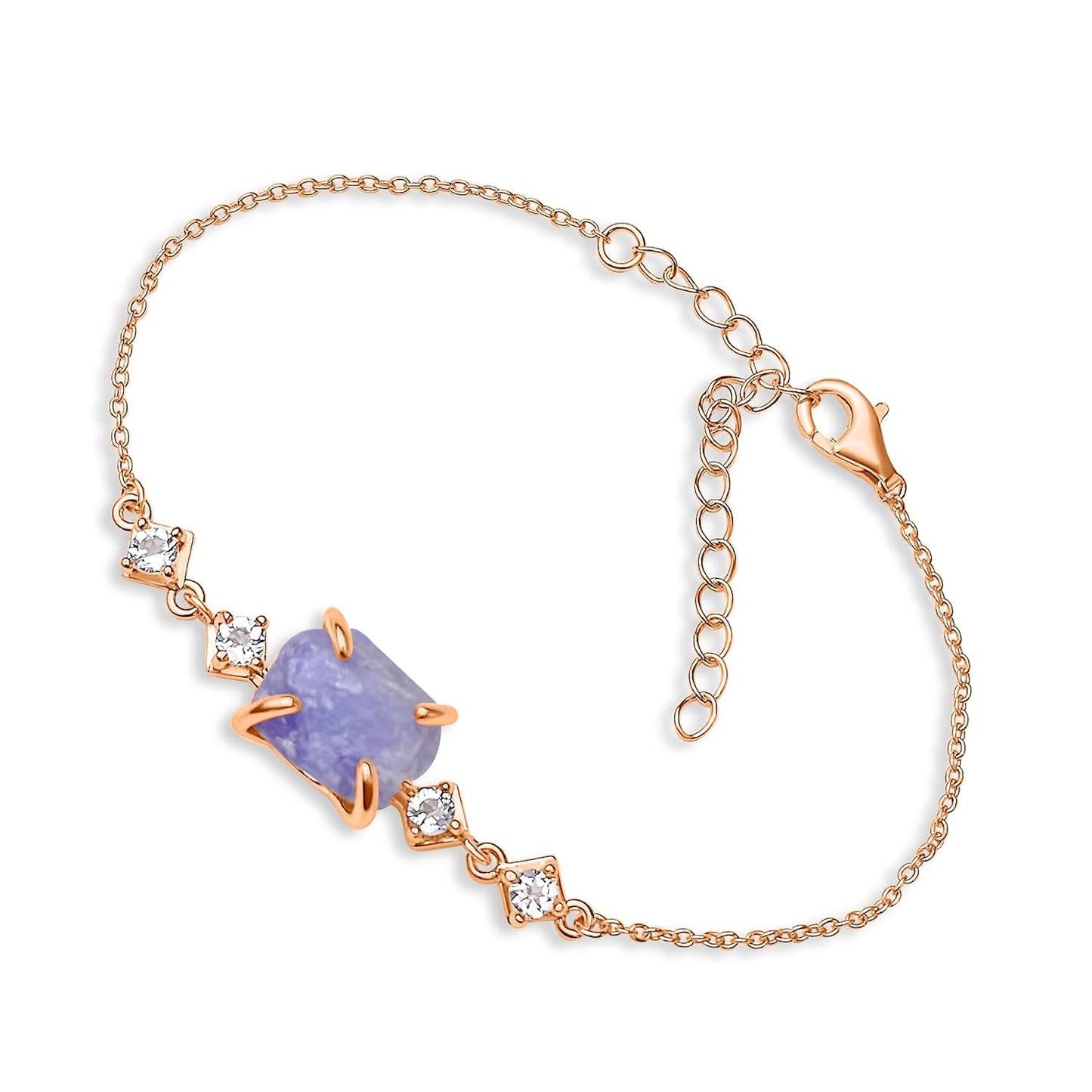 Raw tanzanite Chain Bracelet for Her - Unique Birthstone Gift