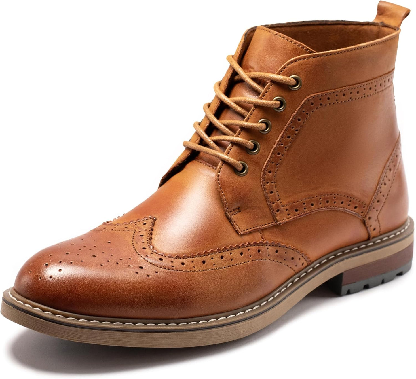 Mens Fashion Dress Boots - Black Genuine Leather Oxford Style