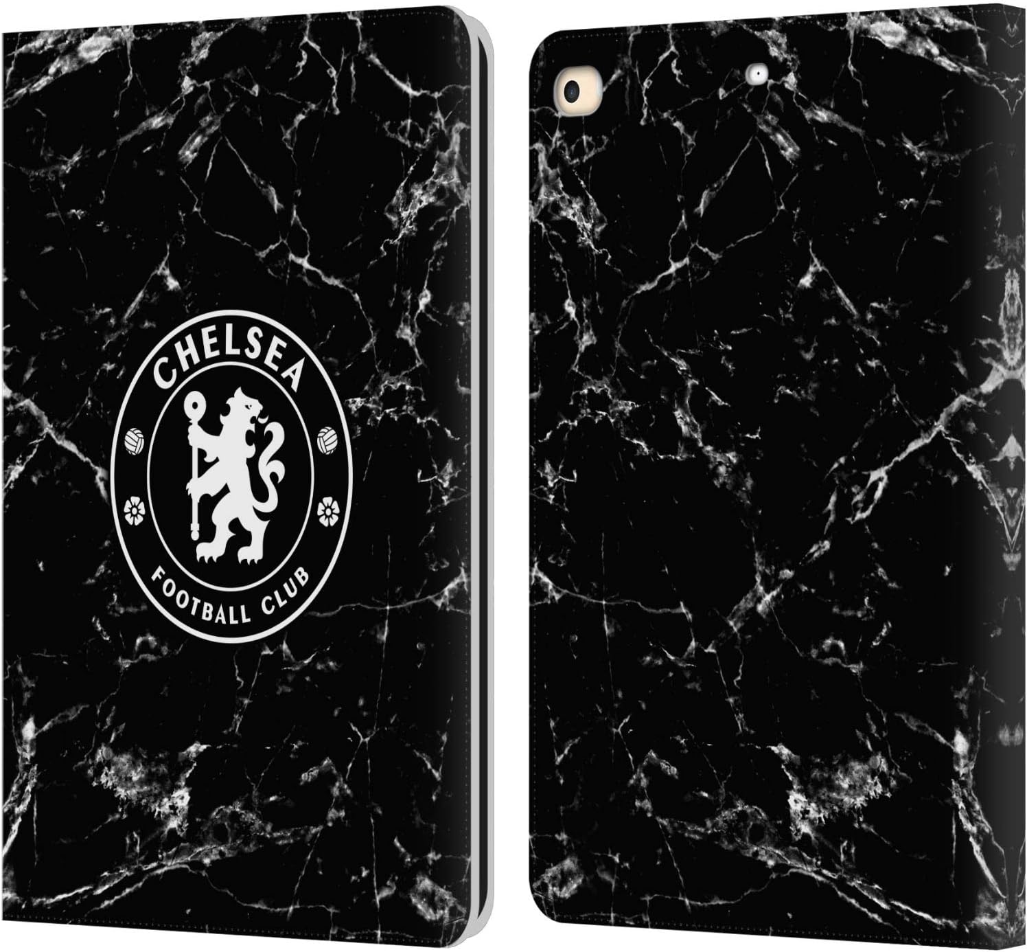 Chelsea Football Club Black Marble Crest Leather Flip Case